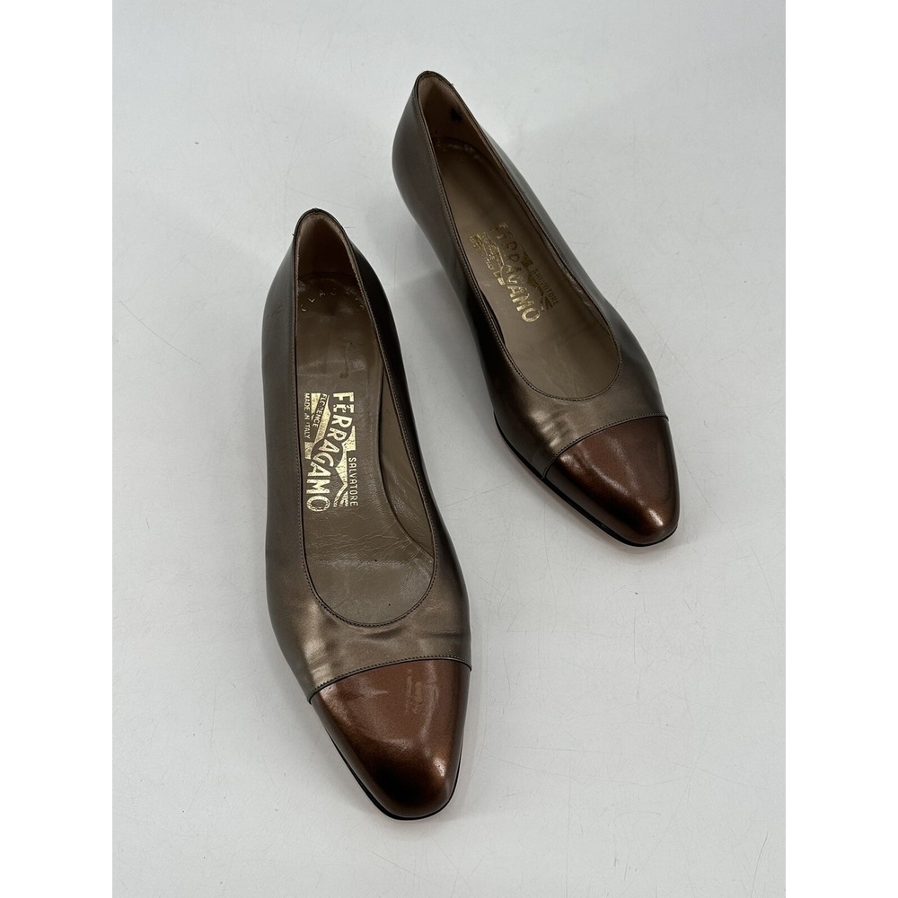 Salvatore Farragamo Italian Leather Vintage 1970s Flats Womens 8B Made In Italy